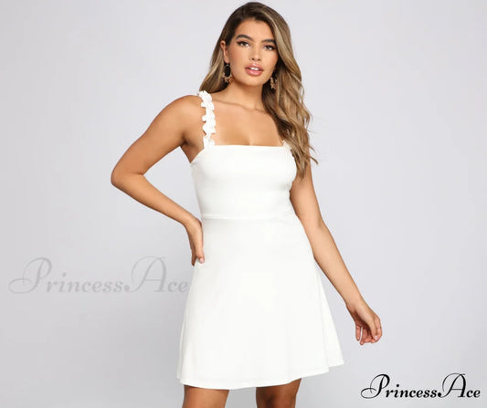 Fun And Stylish Flirty Skater Dress WHITE / XS