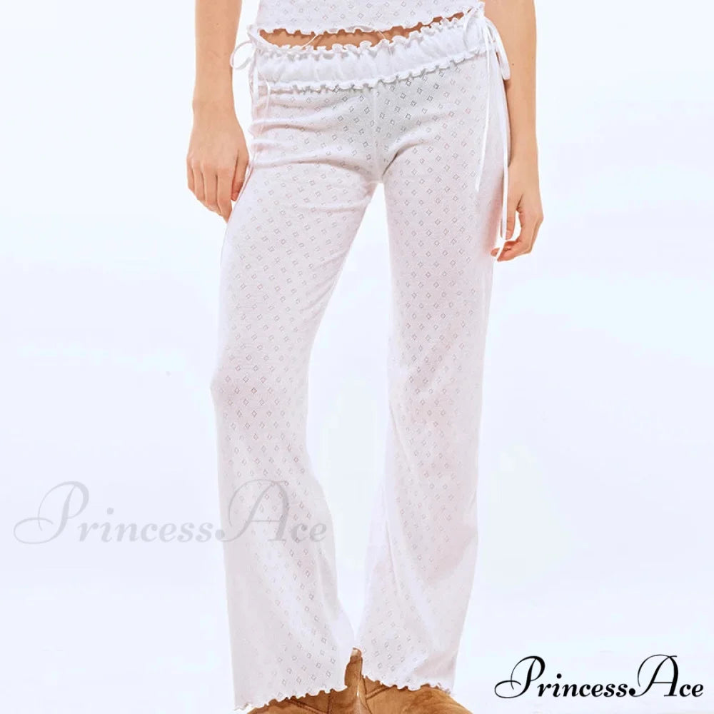 Fungal Eyelet Sleeveless Camisole Wide Leg Trousers Two Pieces Set twopiecesset-250126