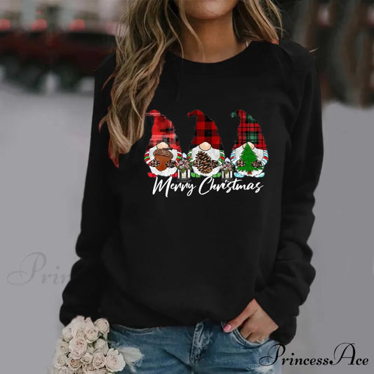 Funny Dwarf Letter Print Loose Casual Y2K Long Sleeve Warm Christmas Hoodie Black / M Christmas Hoodies-L
