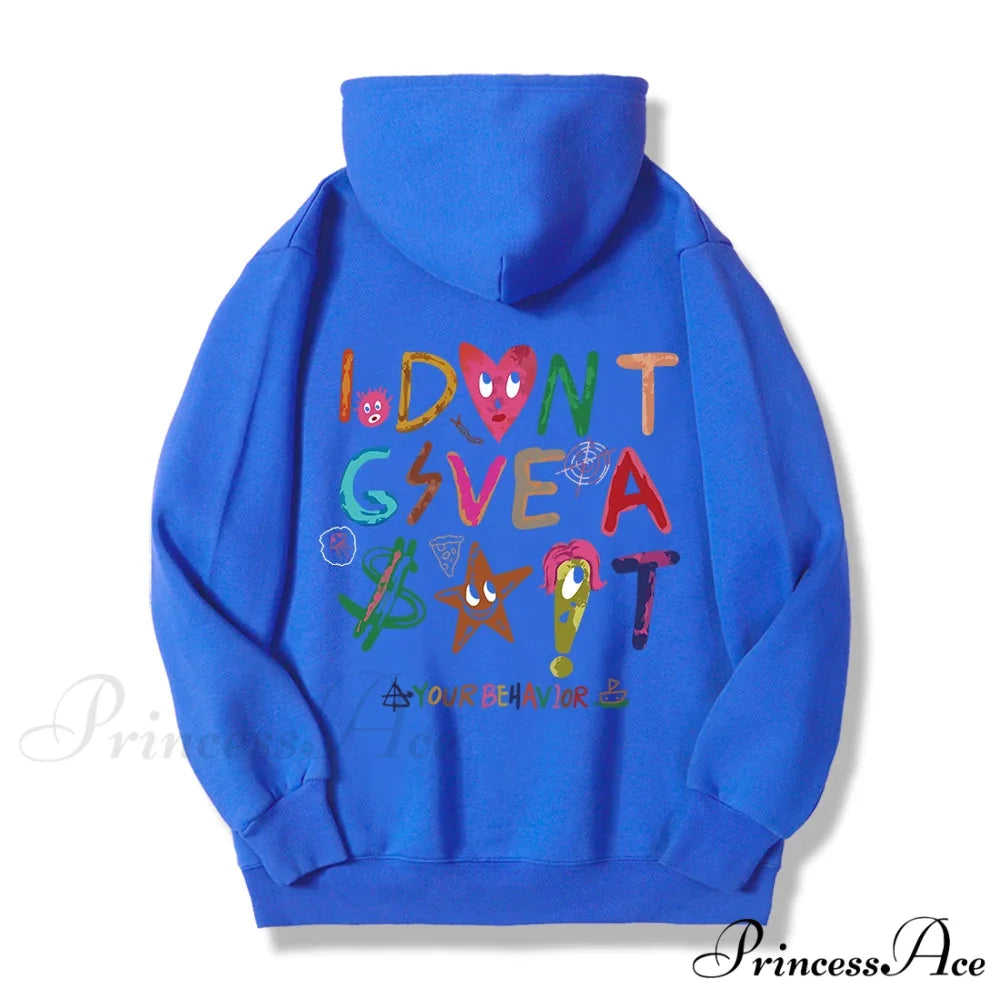 Funny Oversized Fleece Cozy Casual Hoodie Blue / S