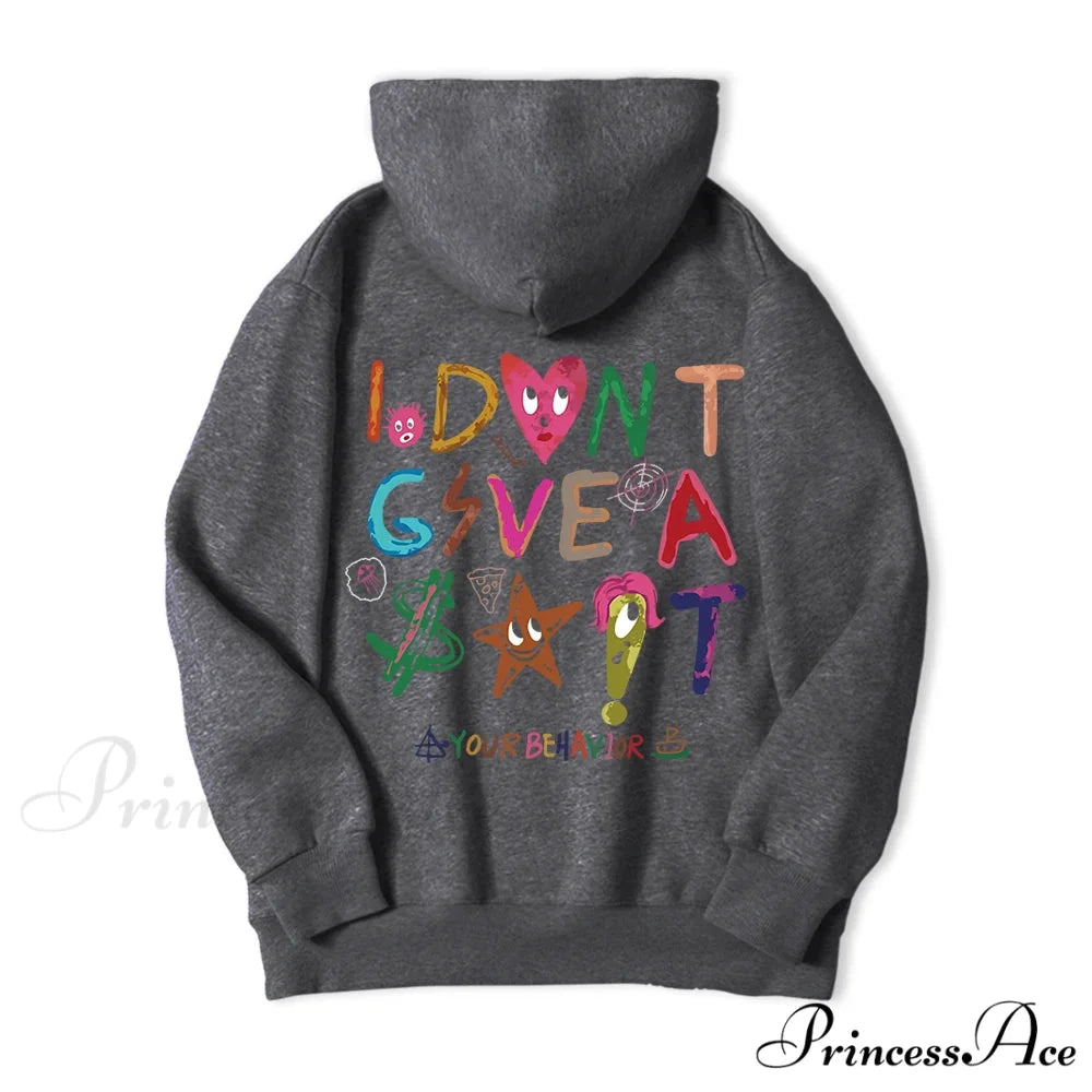 Funny Oversized Fleece Cozy Casual Hoodie Dark Gray / S