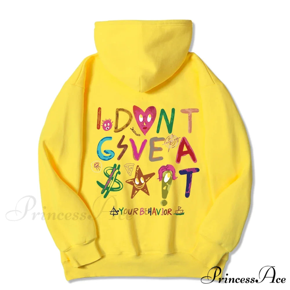 Funny Oversized Fleece Cozy Casual Hoodie Yellow / S