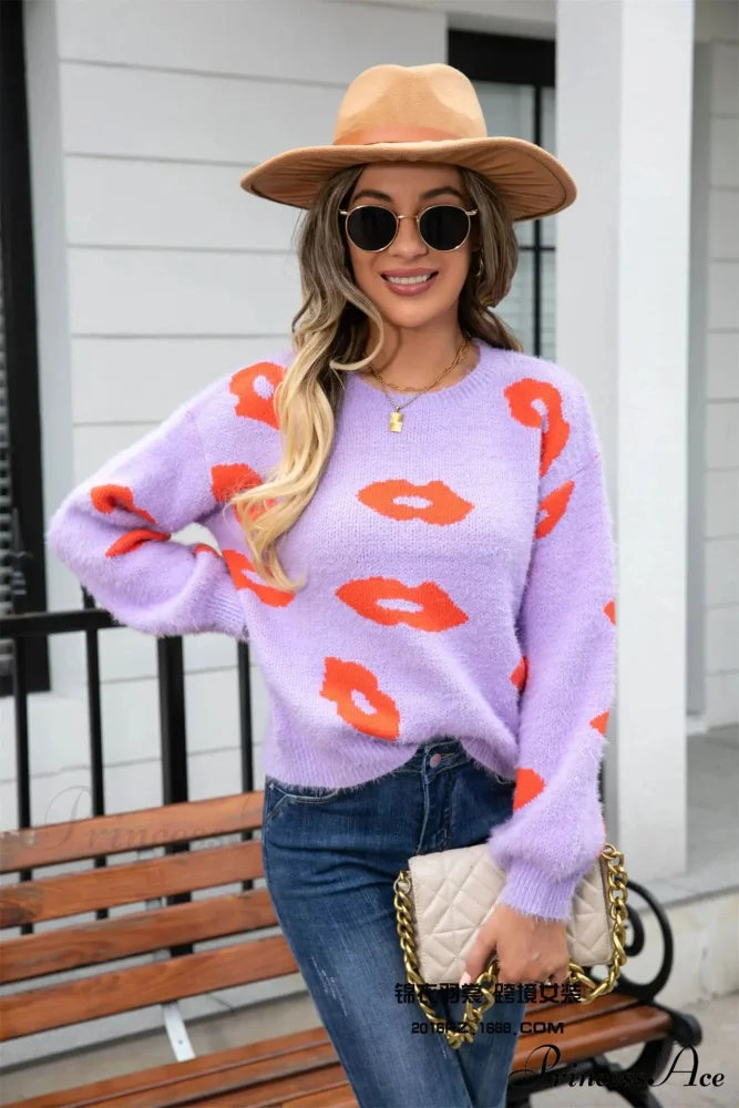 Fur Crochet Handmade Jumper Purple / S swraters-241228