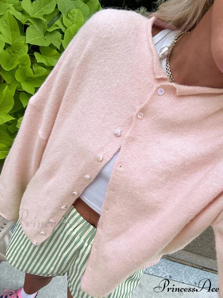 Furry Button-Front Extended Sleeve Knit Cardigan cardigans-241228