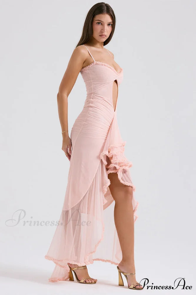 Gabriella Light Stylish Peach Ruffle Dress