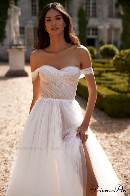 Galina Off-the-Shoulder Graceful A-Line Wedding Dress