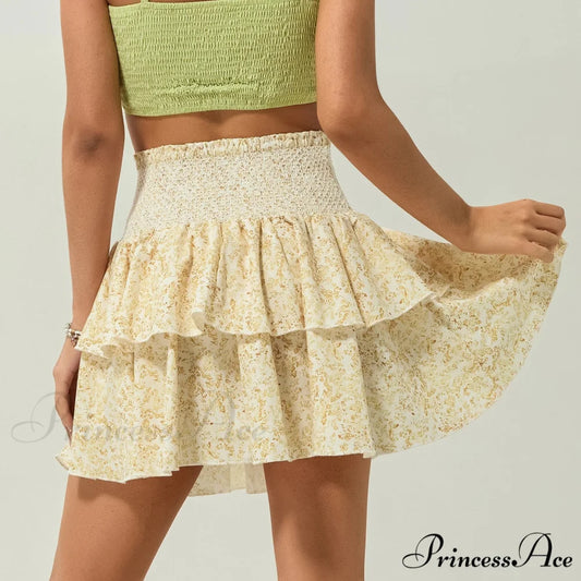 Gathered Blossom Tiered Frill Skirt skirts-250223