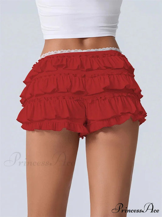 Gathered Lace Layered Frilled Brief short-250223