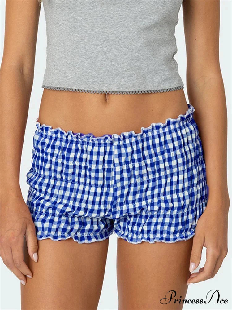 Gathered Tartan Tailored Short short-250223