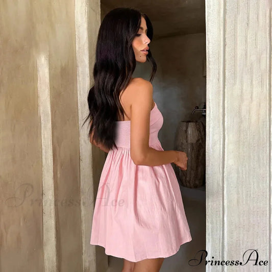 Gathered Waist Enveloping A-line Holiday Dress vacationdress-250223