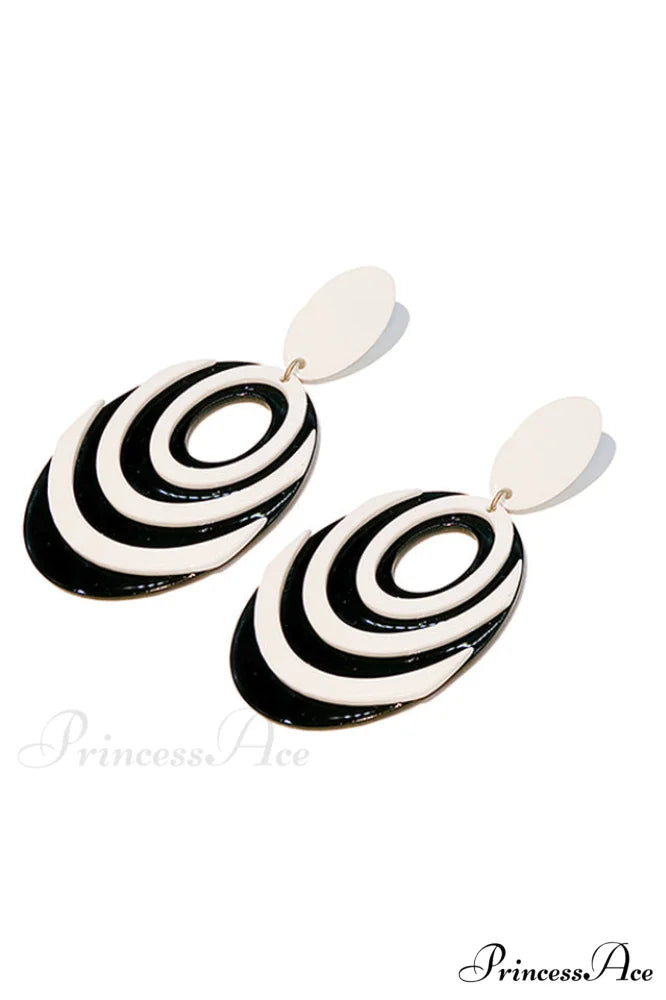 Geometric Elegant Drop Earrings Black White