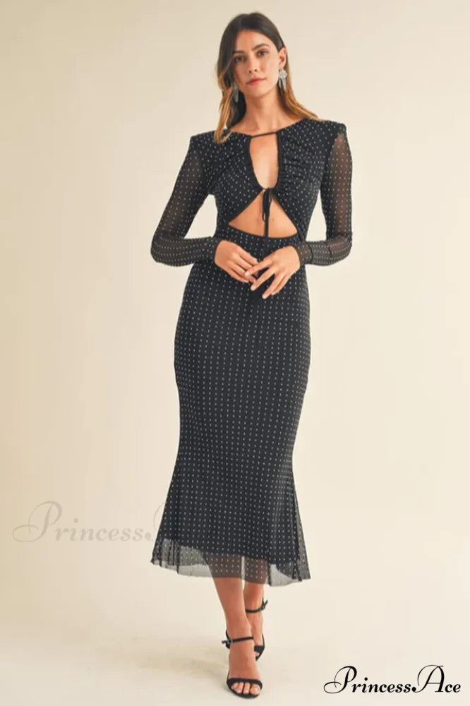 Georgia Sparkle Stylish Midi Dress S / Black