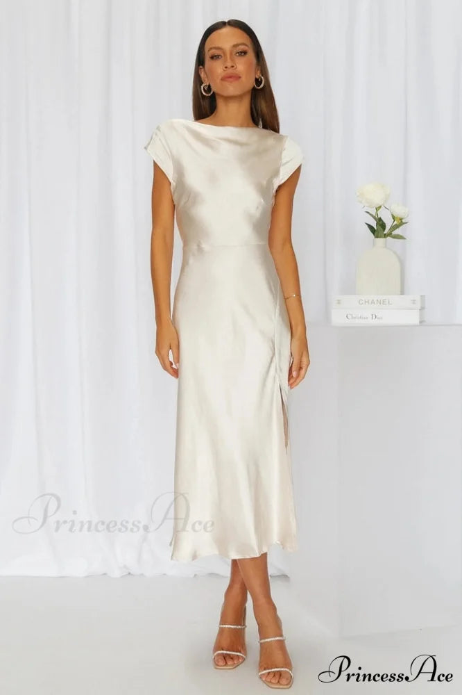Get In Formation Charming Satin Midi Dress