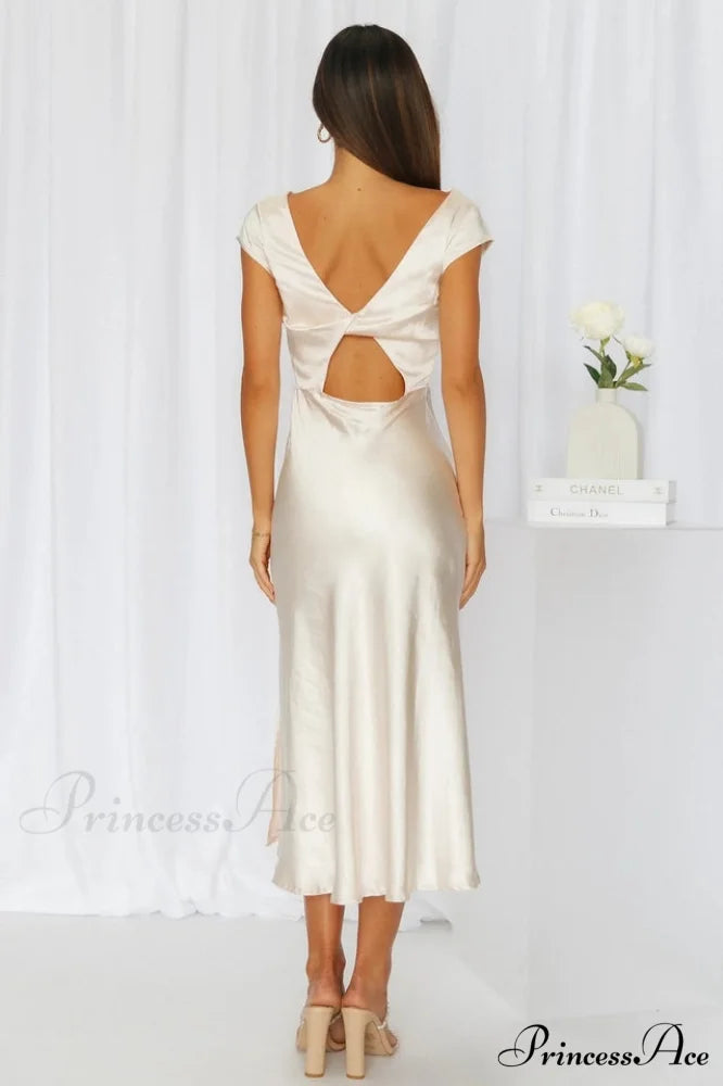 Get In Formation Charming Satin Midi Dress