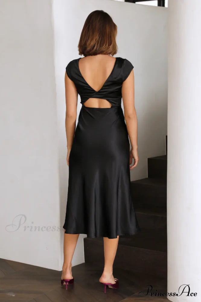 Get In Formation Charming Satin Midi Dress