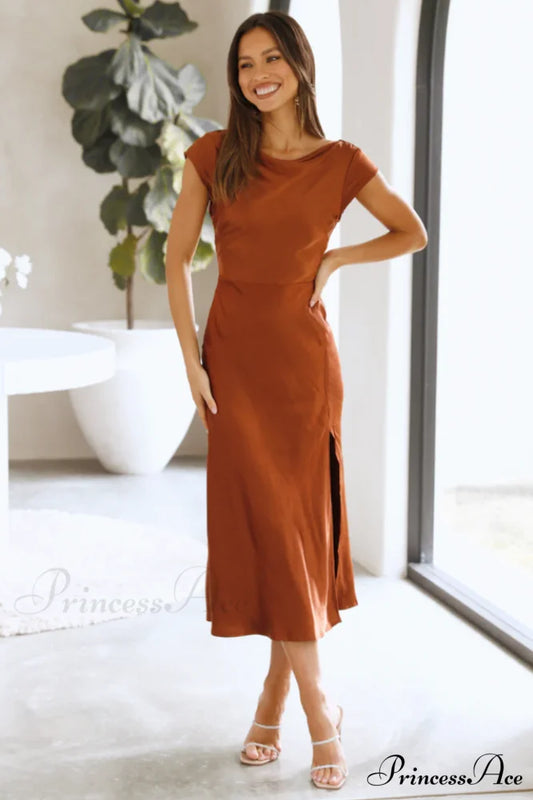 Get In Formation Charming Satin Midi Dress