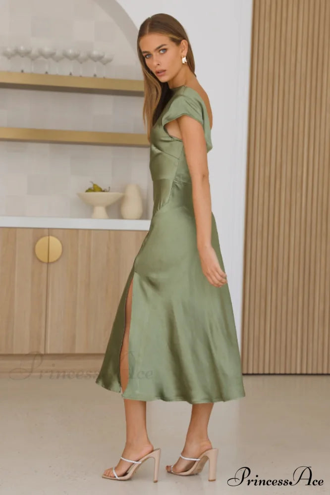 Get In Formation Charming Satin Midi Dress