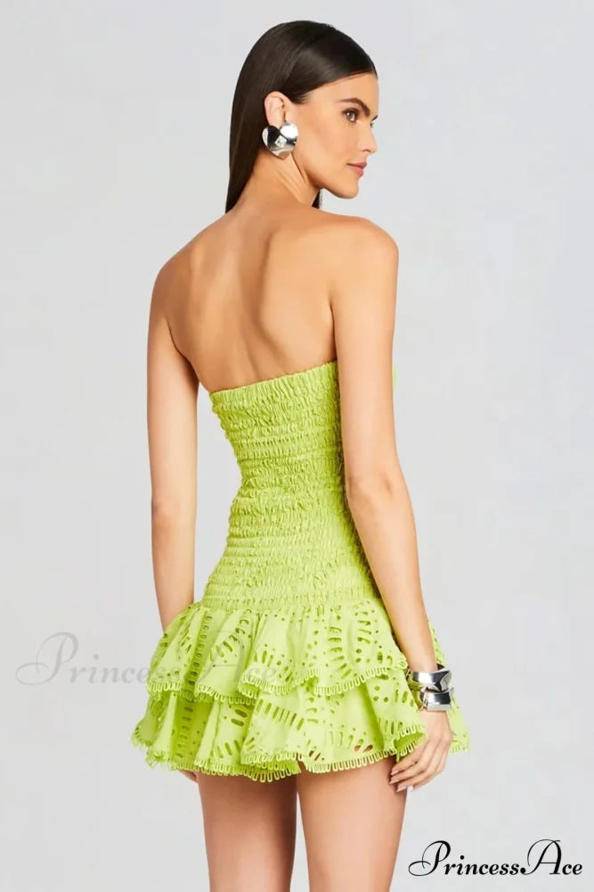 Getaway Fun Eyelet Trendy Strapless Mini Dress
