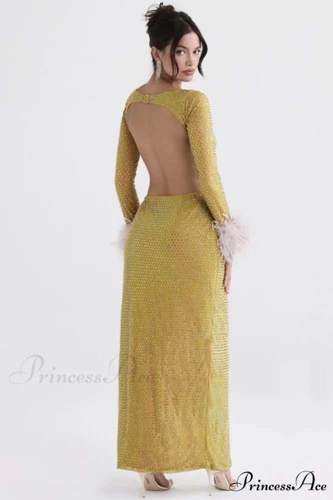 Gina Yellow Stylish Crystal Dress
