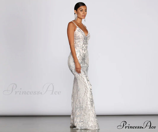 Ginger Sequin Stylish Mesh Strappy Gown