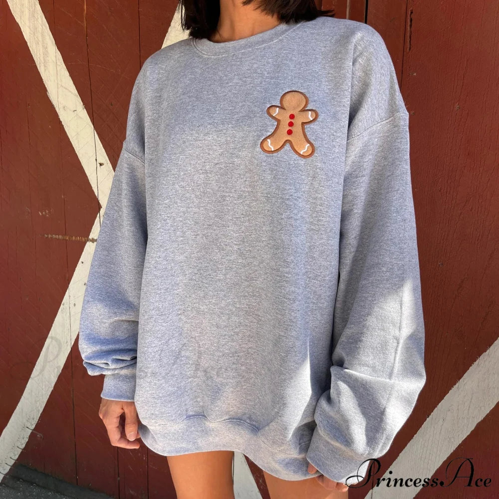Gingerbread Crew Neck Christmas Hoodie blue / S Christmas Hoodies-L