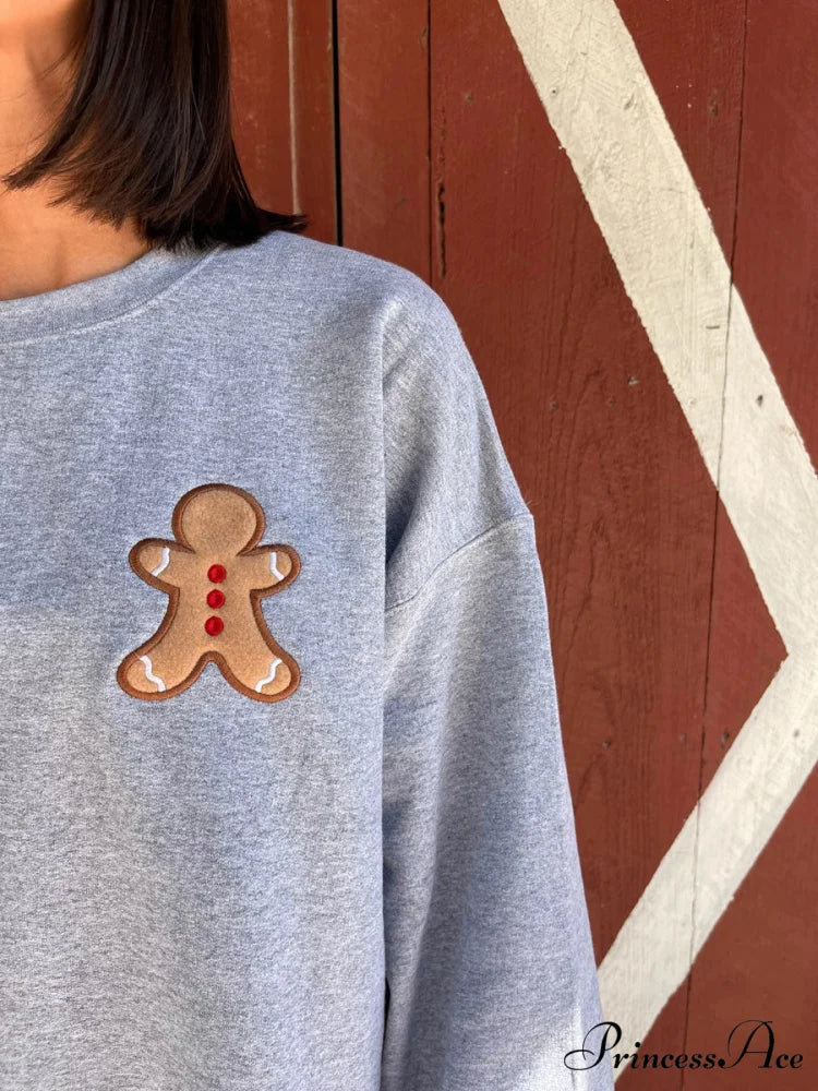 Gingerbread Crew Neck Christmas Hoodie Christmas Hoodies-L