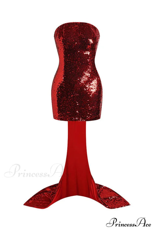 Giselle Bow Stylish Tail Mini Dress S / Red