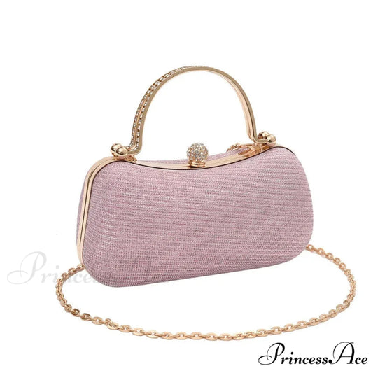 Gleaming Heart Form Evening Clutch Chain Shoulder Bag Pink clutchbag-250126