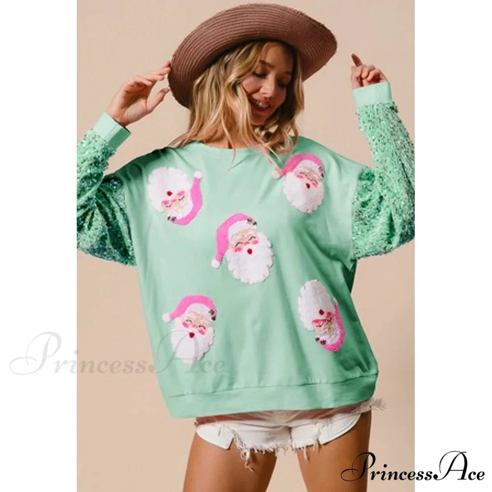 Glitter Patchwork Vintage Harajuku Slim Streetwear Christmas Hoodie green 1 / S Christmas Hoodies-L