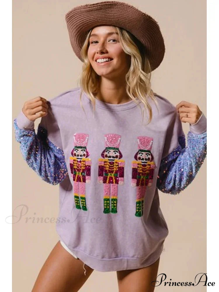 Glitter Patchwork Vintage Harajuku Slim Streetwear Christmas Hoodie Christmas Hoodies-L