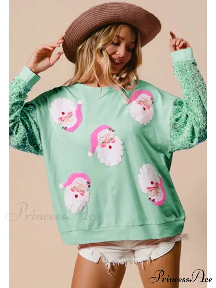 Glitter Patchwork Vintage Harajuku Slim Streetwear Christmas Hoodie Christmas Hoodies-L