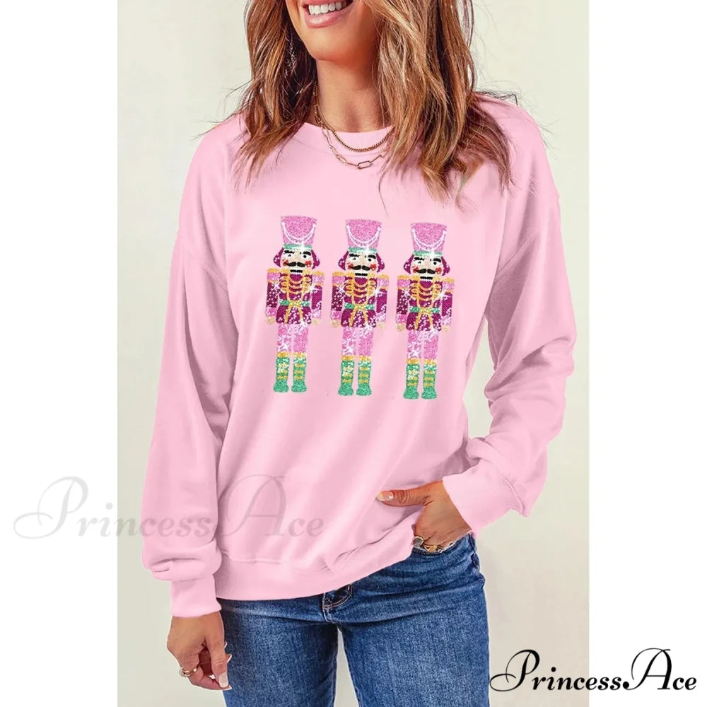 Glitter Patchwork Vintage Harajuku Slim Streetwear Christmas Hoodie pink 4 / S Christmas Hoodies-L