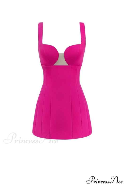 Glossy Ultra Mini Dress Graceful In Pink With Cutouts XXS / Pink