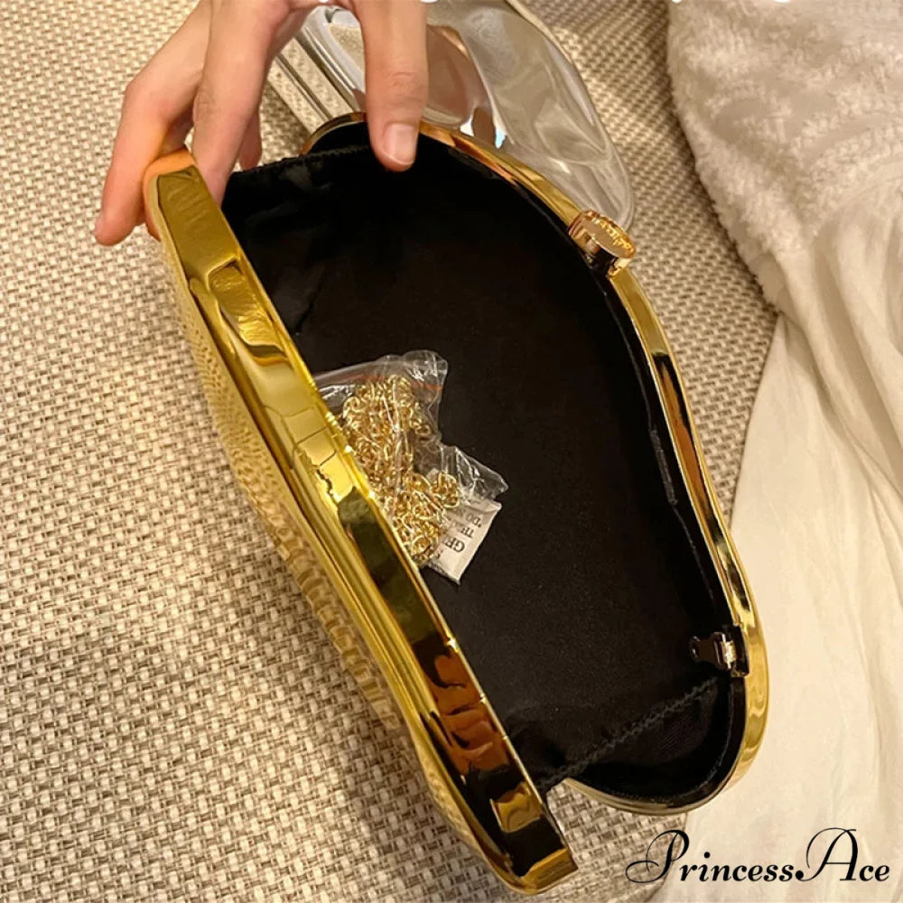 Gold Acrylic Evening Purse Designer Wedding Bag clutchbag-250126