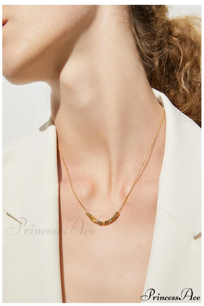 Gold Sugar Stylish Cube Necklace Gold