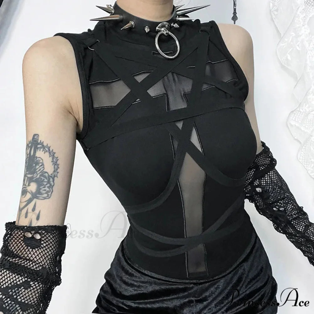 Goth Vintage Harajuku Punk Aesthetic Bandage Sleeveless Crop Top