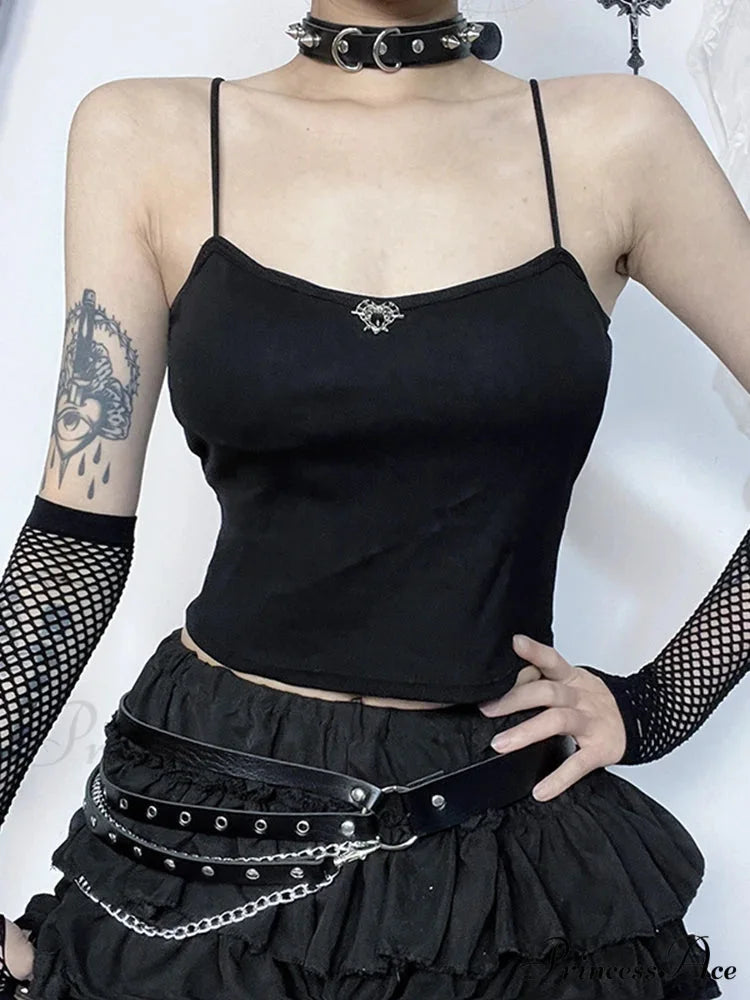 Gothic Dark Stylish Summer Personalized Trendy Unique Chic Crop Top Black / One Size
