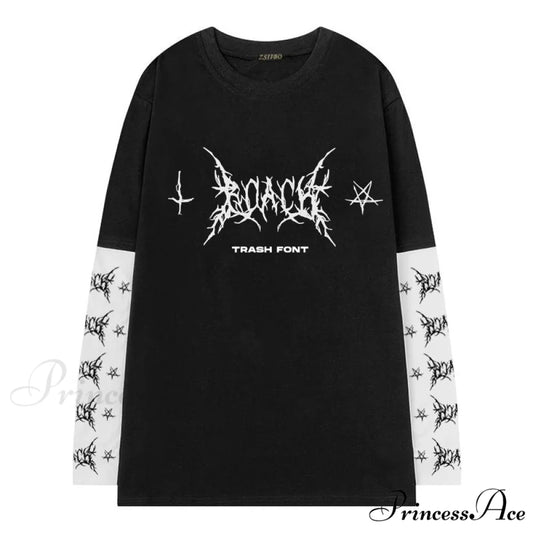 Gothic Graphic Print T-shirt BLACK4 / M