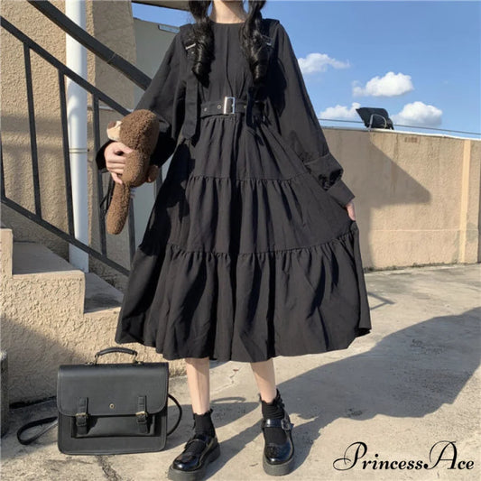 Gothic Style Suspenders Bandage Dress black / S