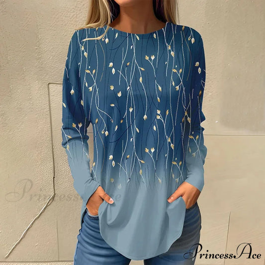 Gradient Flowered T-Shirt Blue / S