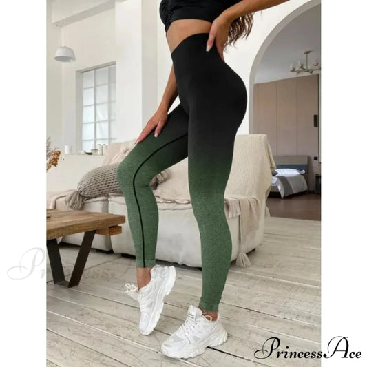 Gradient Seamless Fitness Gym Outdoor Legging Green / S