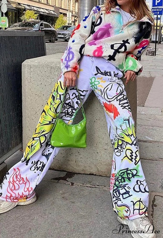 Graffiti Print Graceful Bodycon Maxi Dress