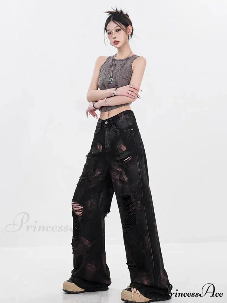 Graffiti Ripped Baggy Halloween Pants