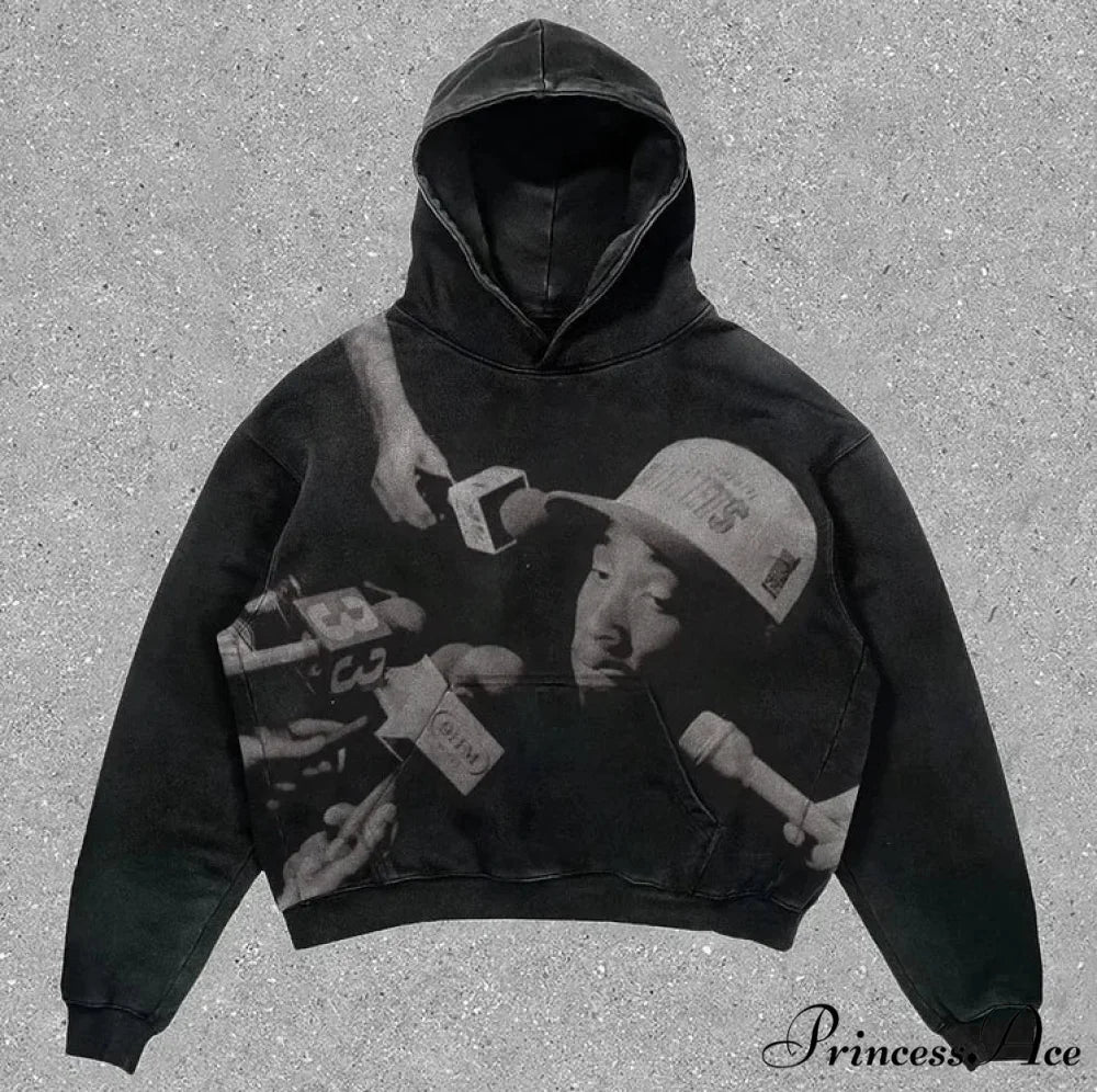 Graphic Cotton Hoodie black 1 / S hoodies-241228