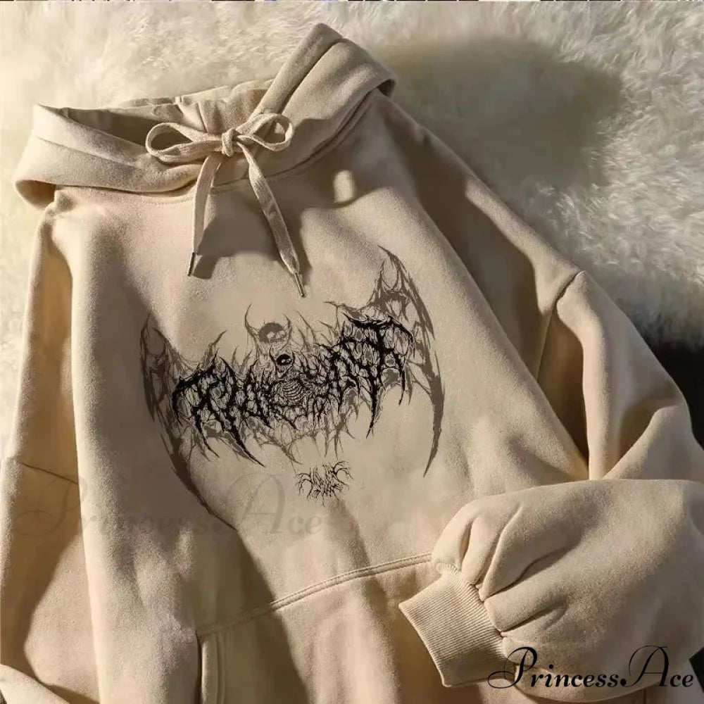Graphic Extended Sleeve Hoodie khaki / S hoodies-241228