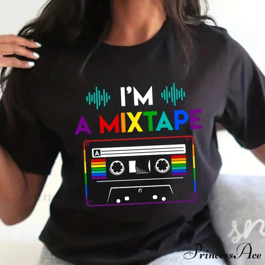 Graphic & Letter Print Casual Short Sleeve Top for Spring & Summer Women’s T-shirt BLACK / S