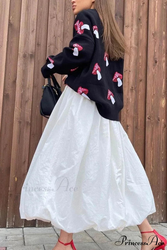 Graphic Mushroom Pullover Sweater