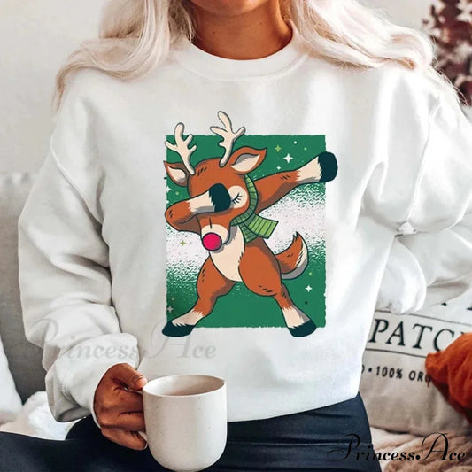 Graphic Santa Claus Reindeer Navidad Harajuku Y2K Unisex Christmas Hoodie white / M Christmas Hoodies-L