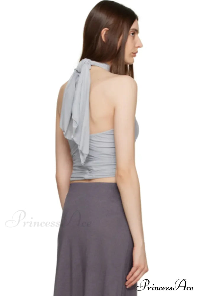 Gray Elegant Ruched Camisole