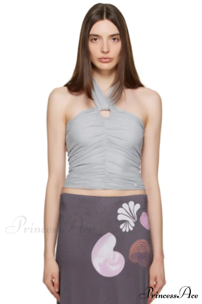Gray Elegant Ruched Camisole